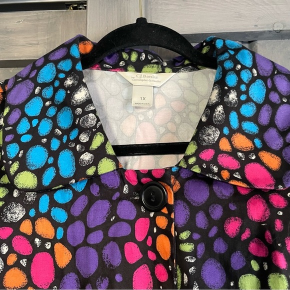CJ Banks Single button Colorful Pebble Coat size 1X artsy art to wear maximalist - Picture 4 of 8